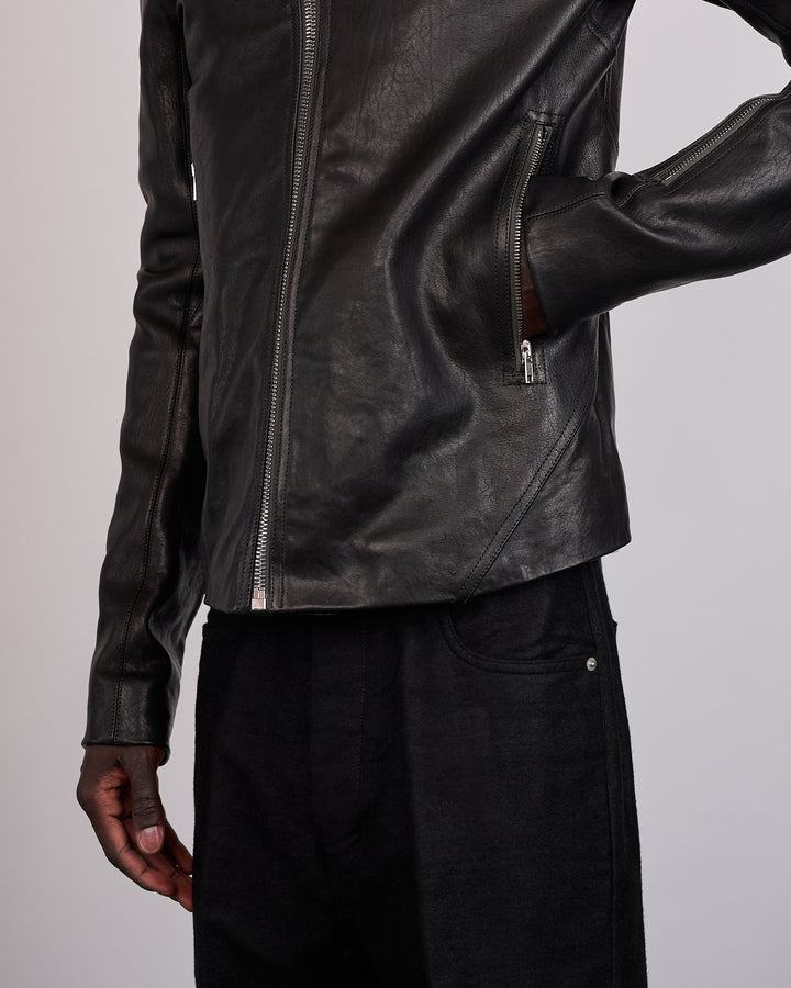 Rick Owens Release Jacket Washed Lamb Leather Black