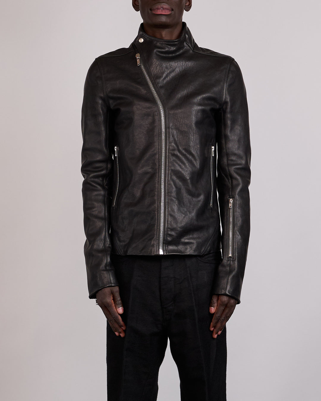 Rick Owens Release Jacket Washed Lamb Leather Black
