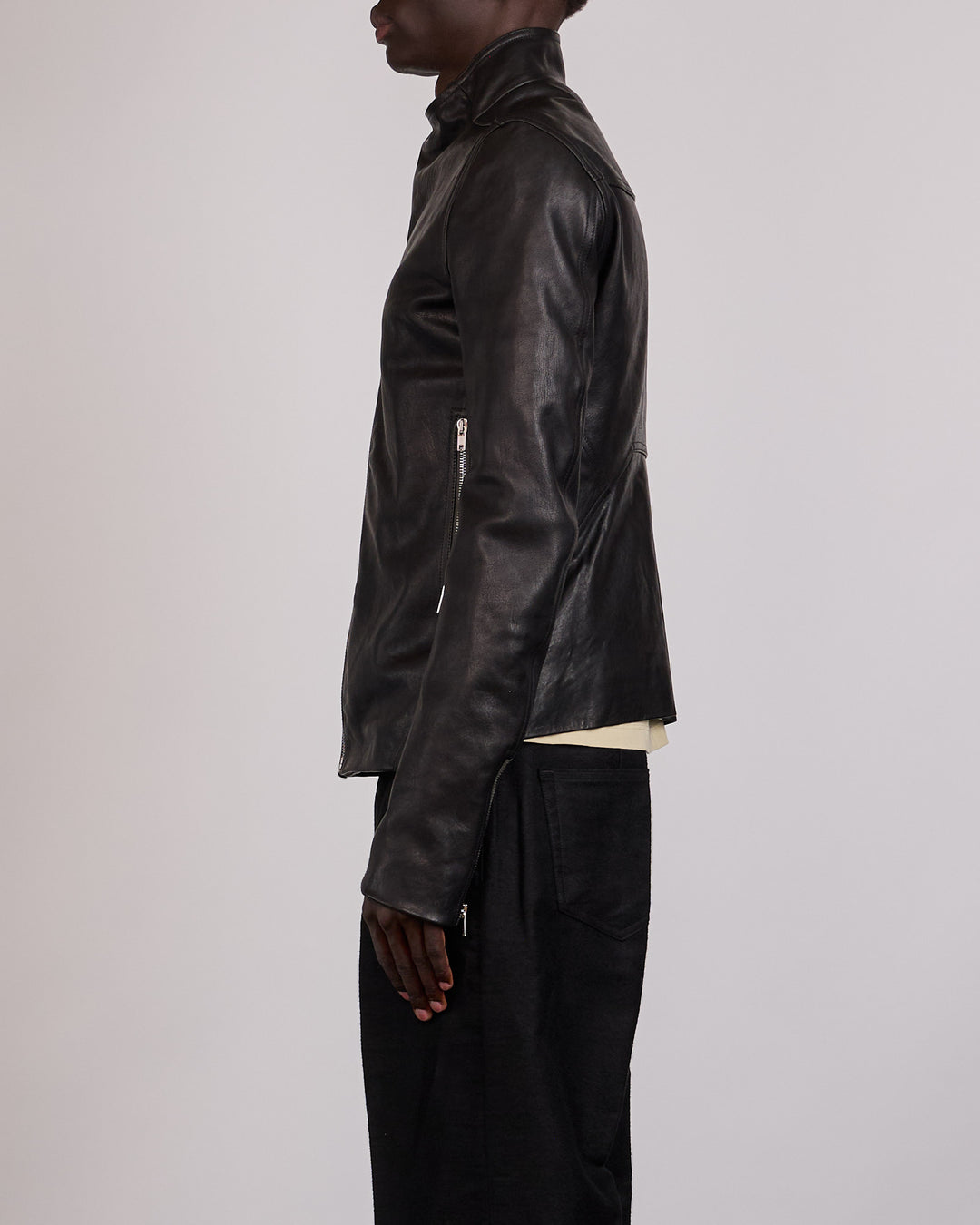 Rick Owens Release Jacket Washed Lamb Leather Black