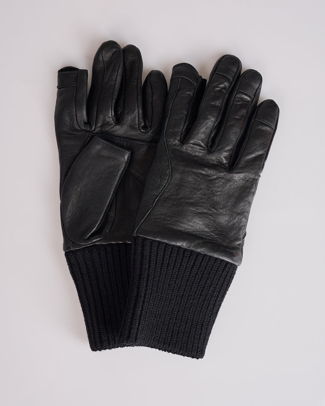 Rick Owens Rib Cuff Glove Tumbled Lamb Leather Black
