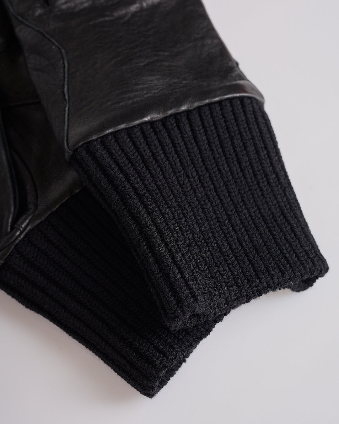 Rick Owens Rib Cuff Glove Tumbled Lamb Leather Black