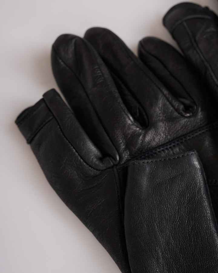 Rick Owens Rib Cuff Glove Tumbled Lamb Leather Black
