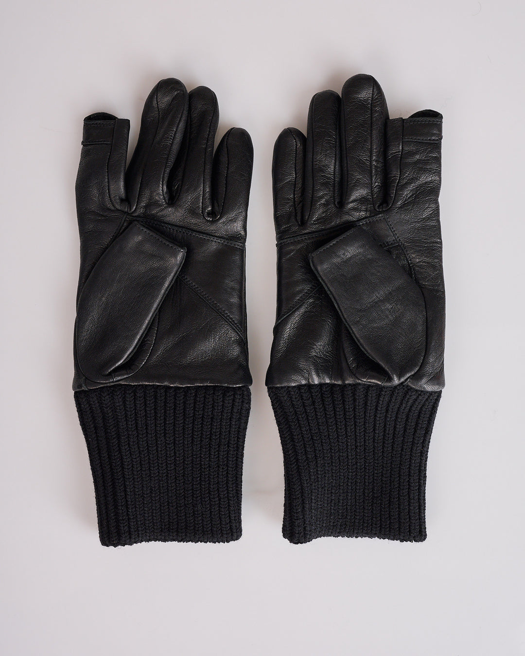 Rick Owens Rib Cuff Glove Tumbled Lamb Leather Black