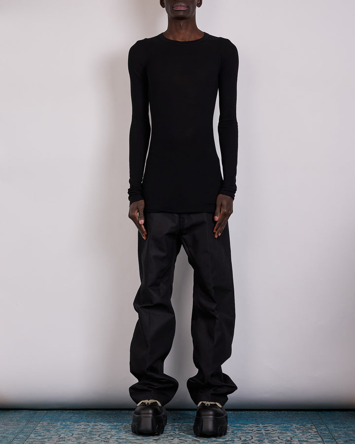 Rick Owens Ribbed LS T-Shirt Viscose Silk Jersey Black