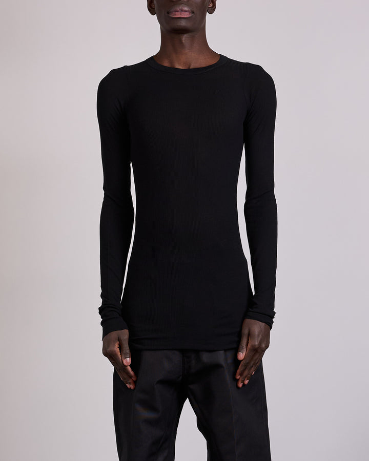 Rick Owens Ribbed LS T-Shirt Viscose Silk Jersey Black