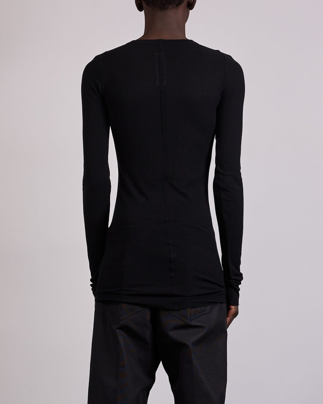 Rick Owens Ribbed LS T-Shirt Viscose Silk Jersey Black
