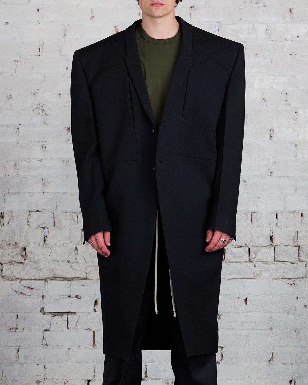 Rick Owens Rick's Tatlin Coat Wool Drill Black