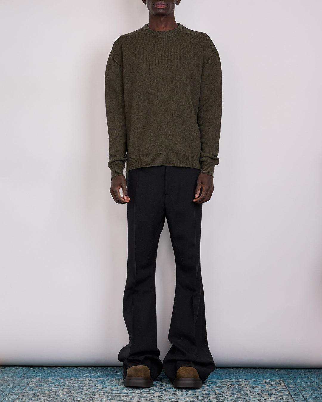 Rick Owens Round Neck Sweater Recycled Cashmere Bosco