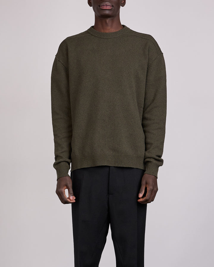Rick Owens Round Neck Sweater Recycled Cashmere Bosco