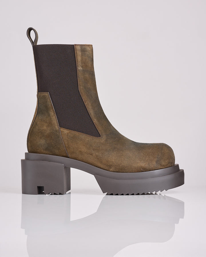 Rick Owens Runway Beatle Bogun Suede Boot Indigo
