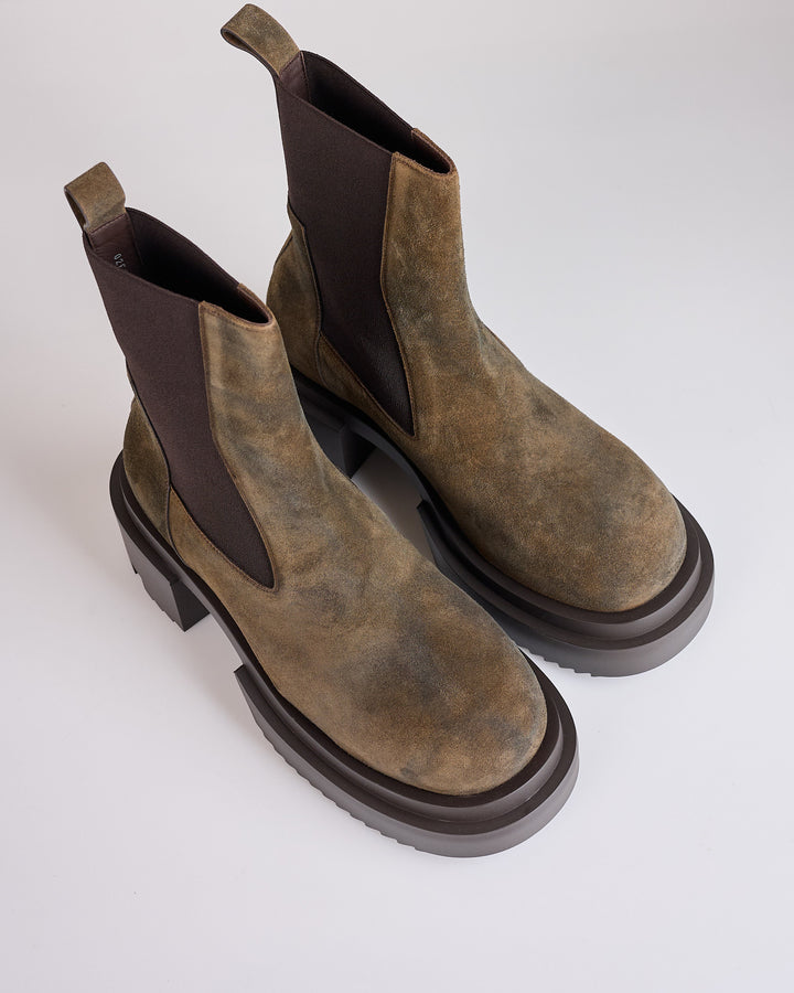 Rick Owens Runway Beatle Bogun Suede Boot Indigo