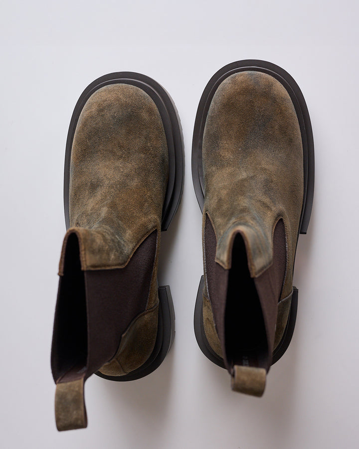 Rick Owens Runway Beatle Bogun Suede Boot Indigo