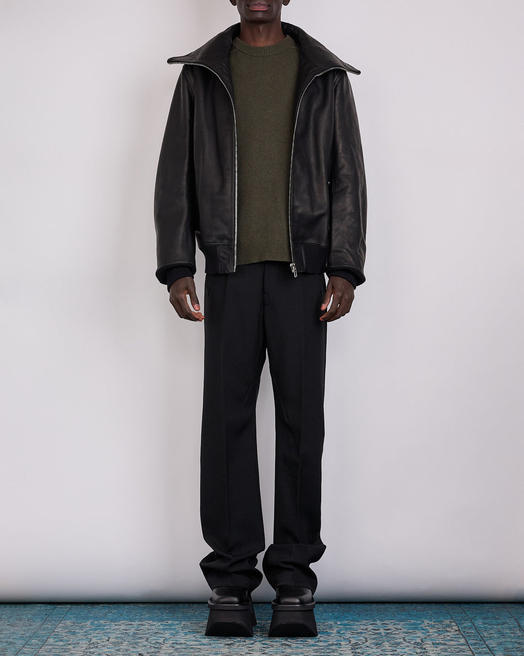 Rick Owens Runway Blixa Dracucollar Leather Jacket Black