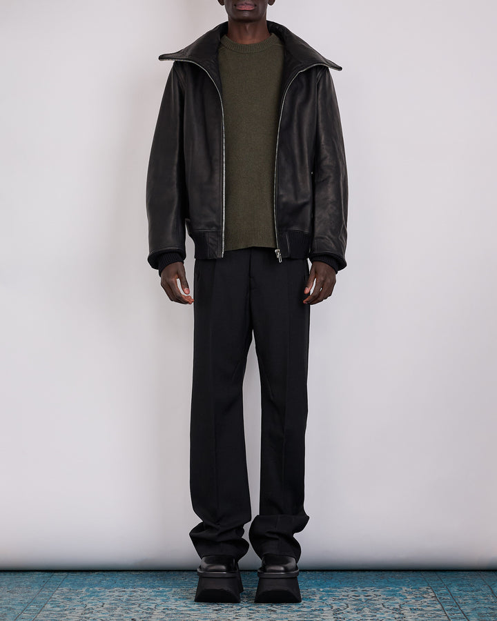 Rick Owens Runway Blixa Dracucollar Leather Jacket Black