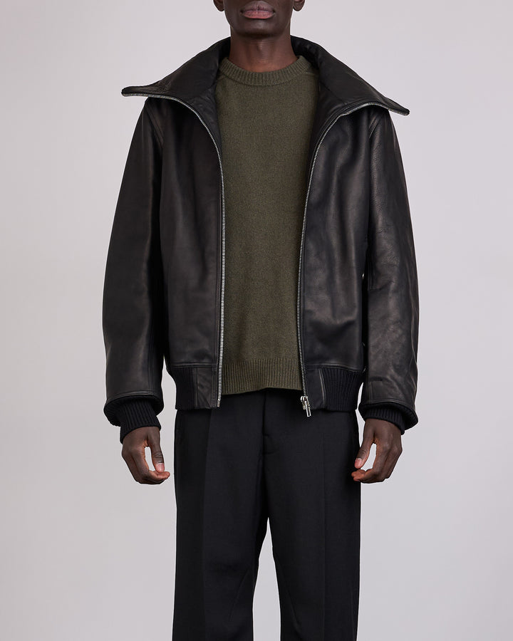 Rick Owens Runway Blixa Dracucollar Leather Jacket Black
