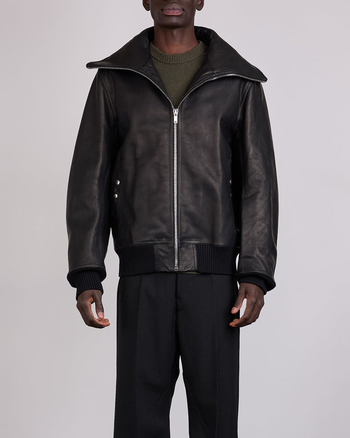 Rick Owens Runway Blixa Dracucollar Leather Jacket Black