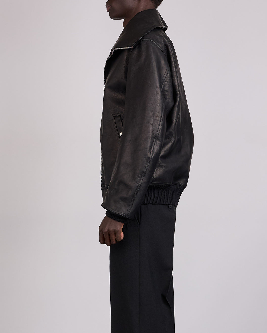Rick Owens Runway Blixa Dracucollar Leather Jacket Black