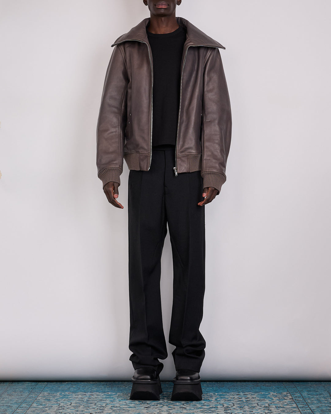 Rick Owens Runway Blixa Dracucollar Leather Jacket Dark Dust