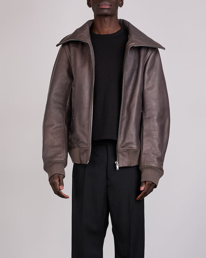 Rick Owens Runway Blixa Dracucollar Leather Jacket Dark Dust