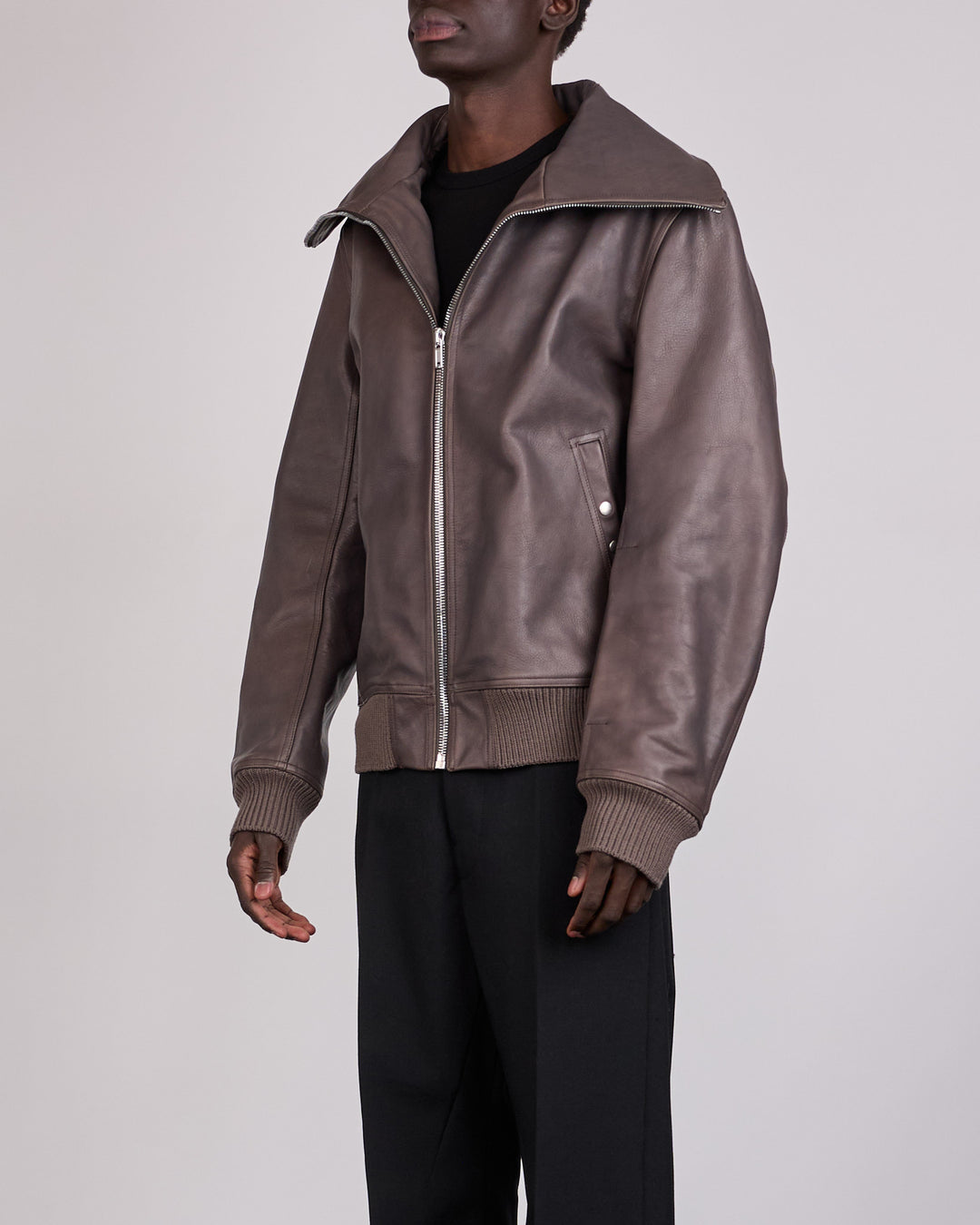 Rick Owens Runway Blixa Dracucollar Leather Jacket Dark Dust