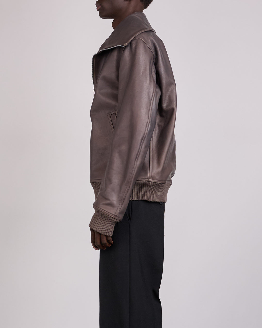 Rick Owens Runway Blixa Dracucollar Leather Jacket Dark Dust
