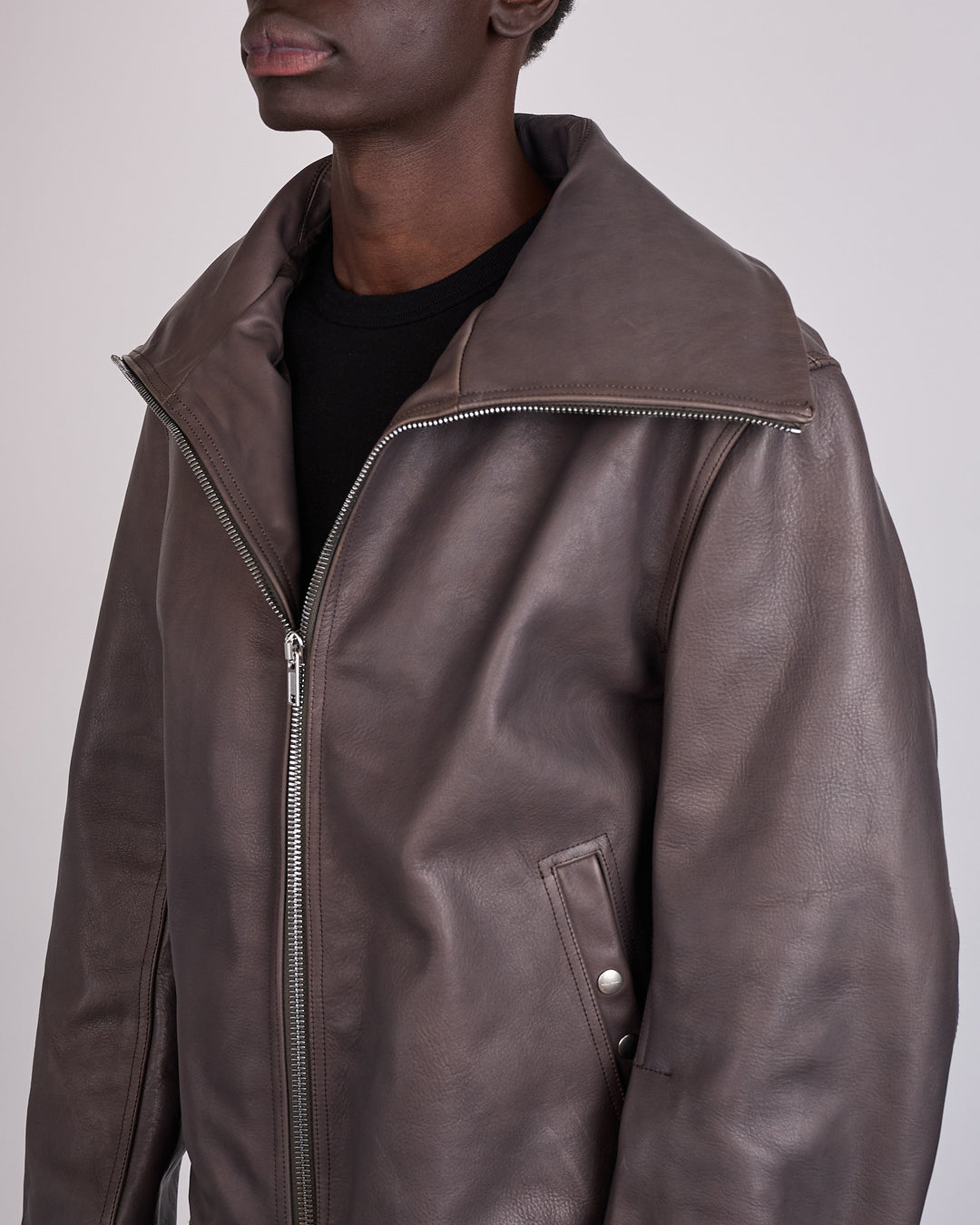 Rick Owens Runway Blixa Dracucollar Leather Jacket Dark Dust