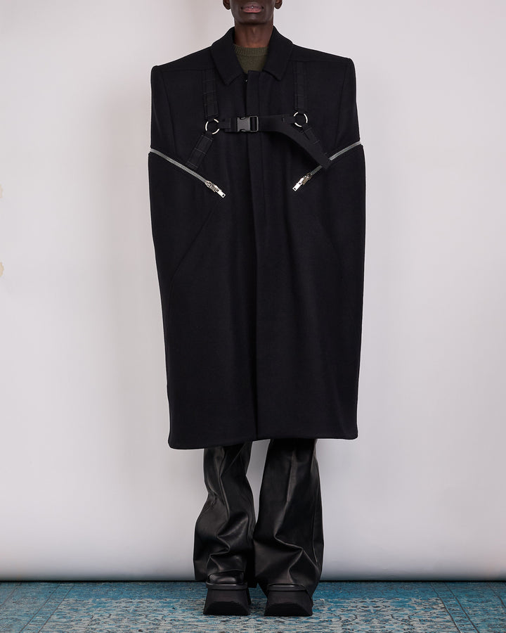 Rick Owens Runway Blixa Melton Wool Cape Black