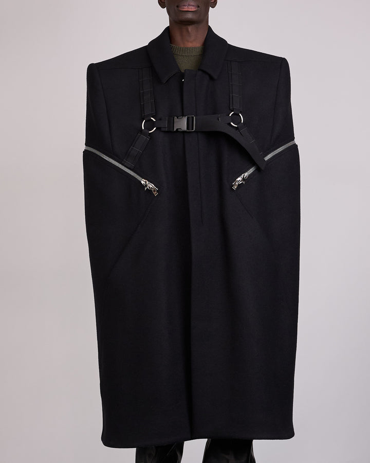 Rick Owens Runway Blixa Melton Wool Cape Black