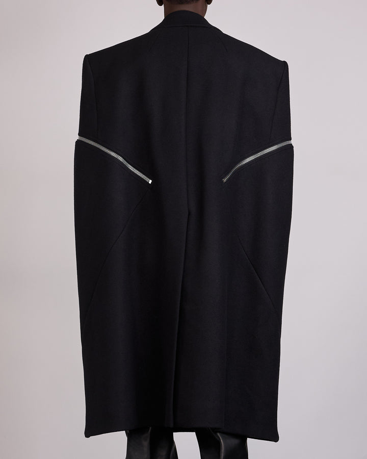 Rick Owens Runway Blixa Melton Wool Cape Black