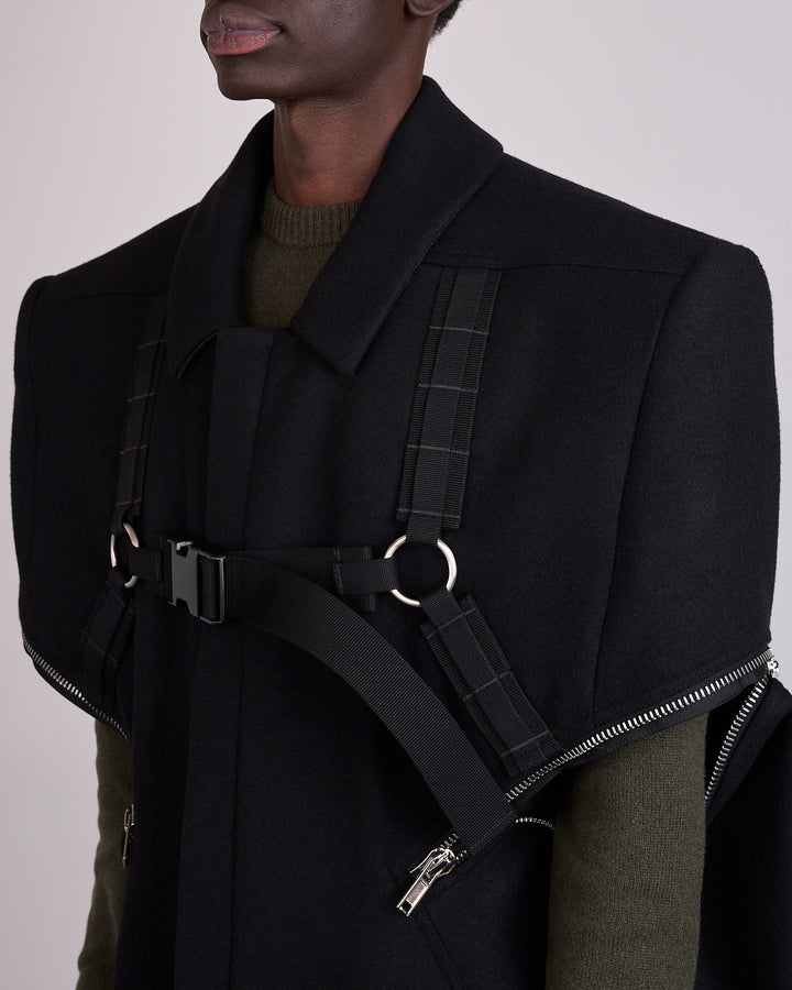 Rick Owens Runway Blixa Melton Wool Cape Black