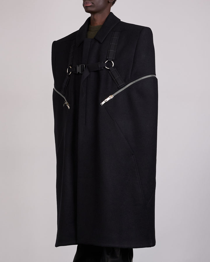 Rick Owens Runway Blixa Melton Wool Cape Black