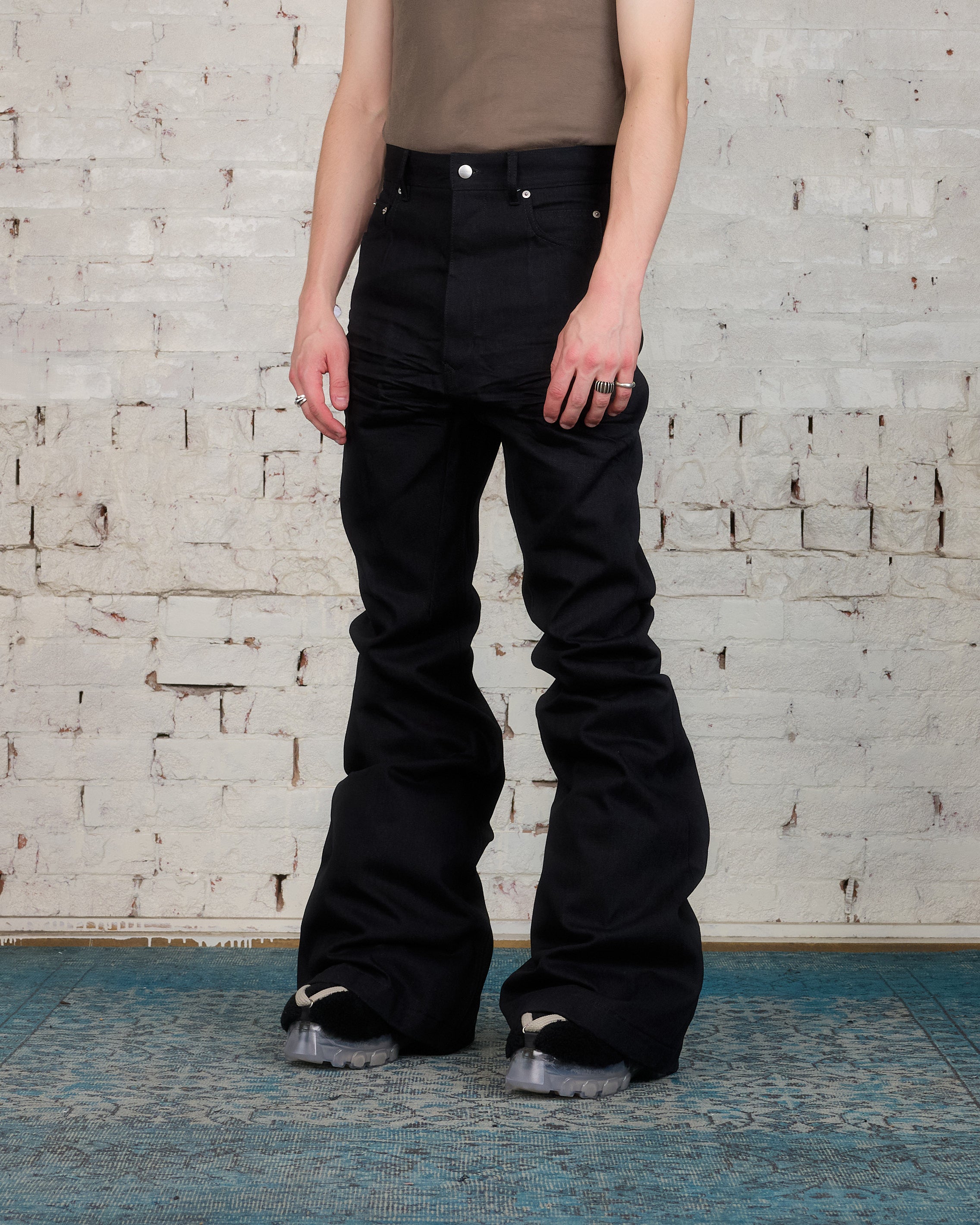 Rick Owens Runway Bolan Bootcut Jean 16oz Denim Black