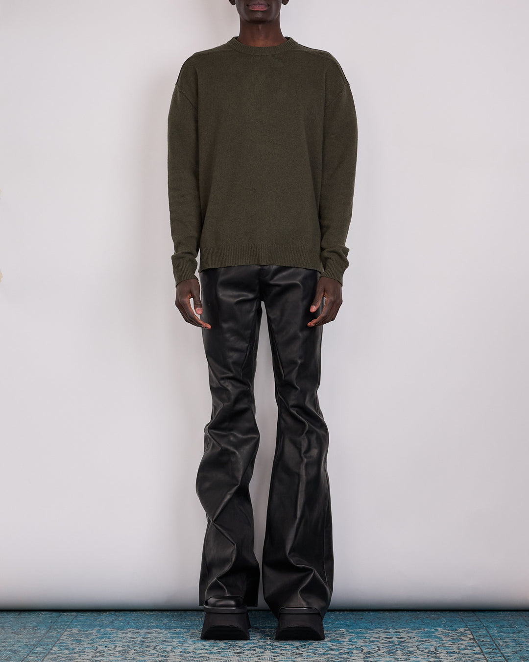 Rick Owens Runway Bolan Jean Full Grain Leather Pant Black