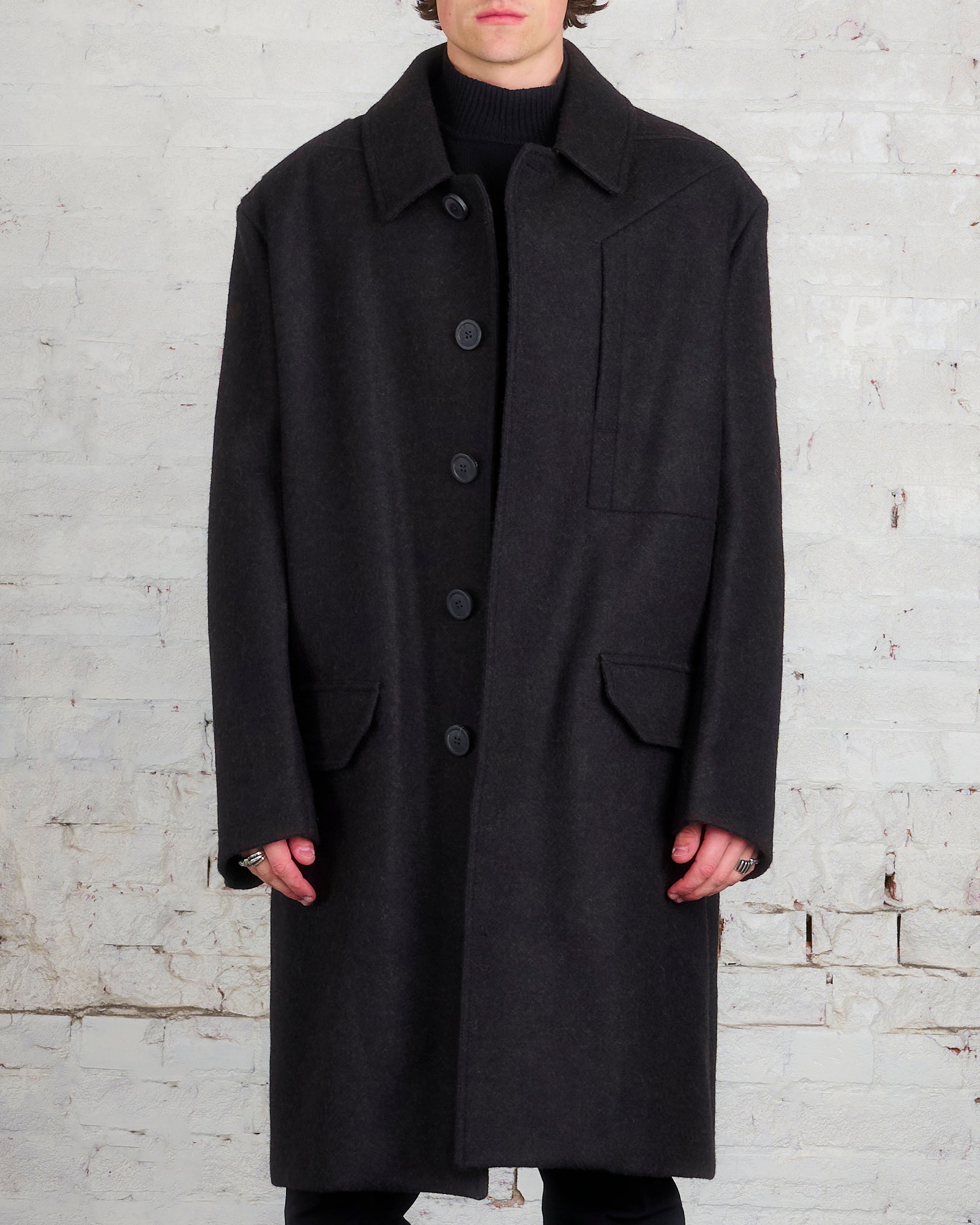 Rick Owens Runway Bonotto Jumbo Wool Mac Coat Brown Melange