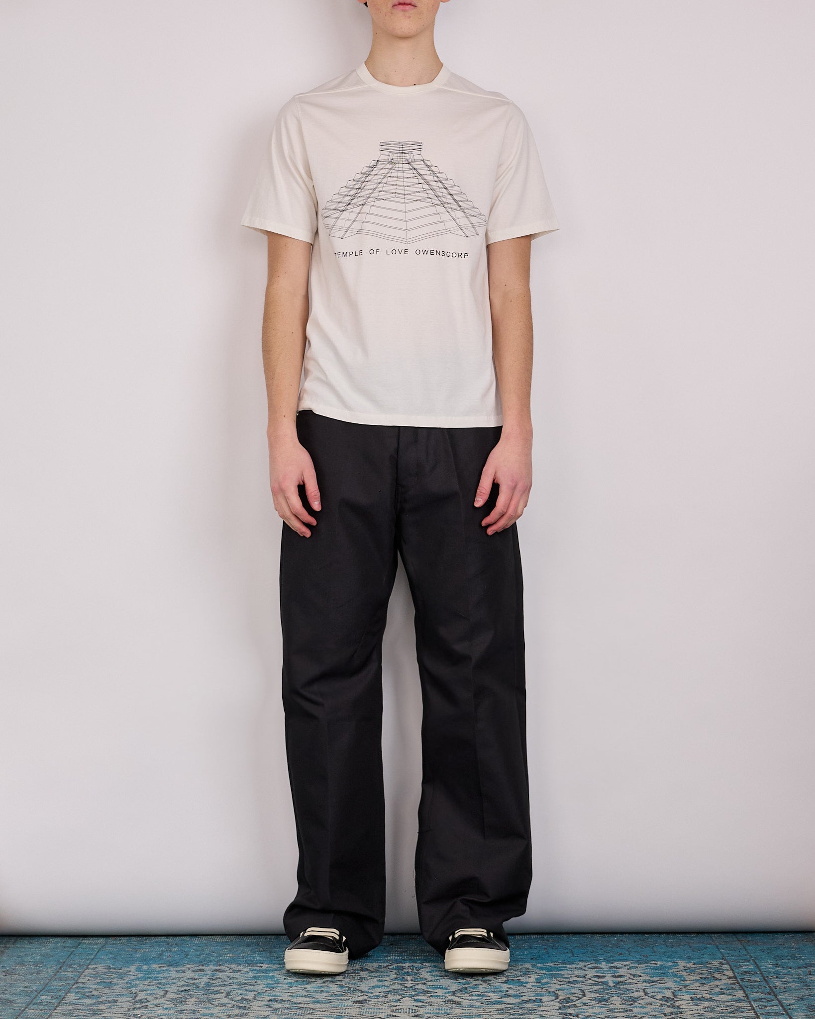 Rick Owens Runway Brad T-Shirt Temple Graphic Milk Black – LESS 17