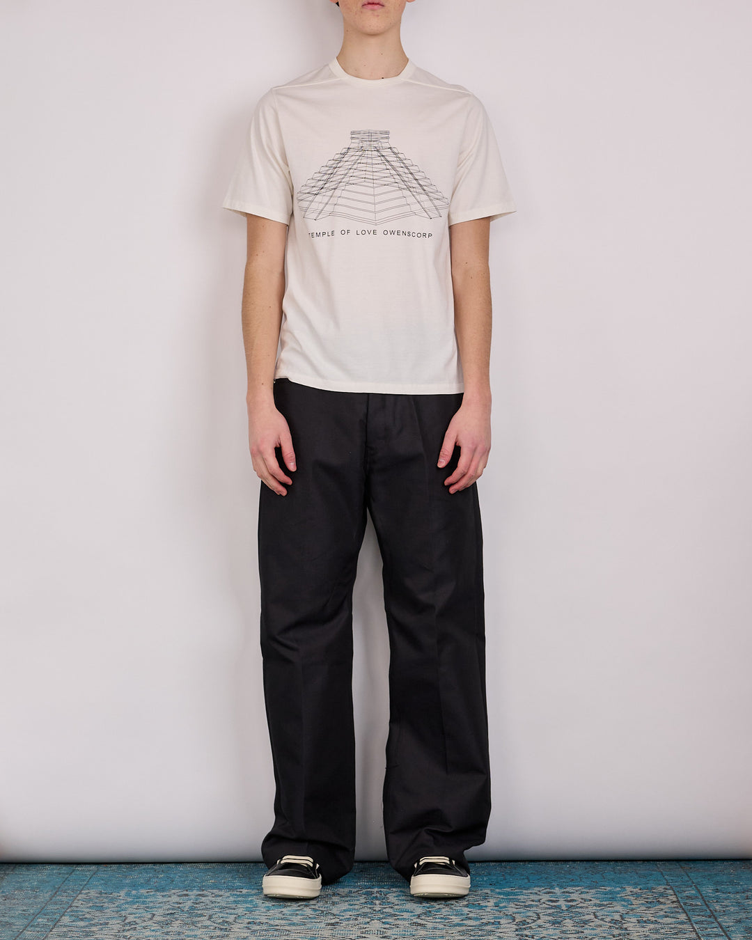 Rick Owens Runway Brad T-Shirt Temple Graphic Milk Black