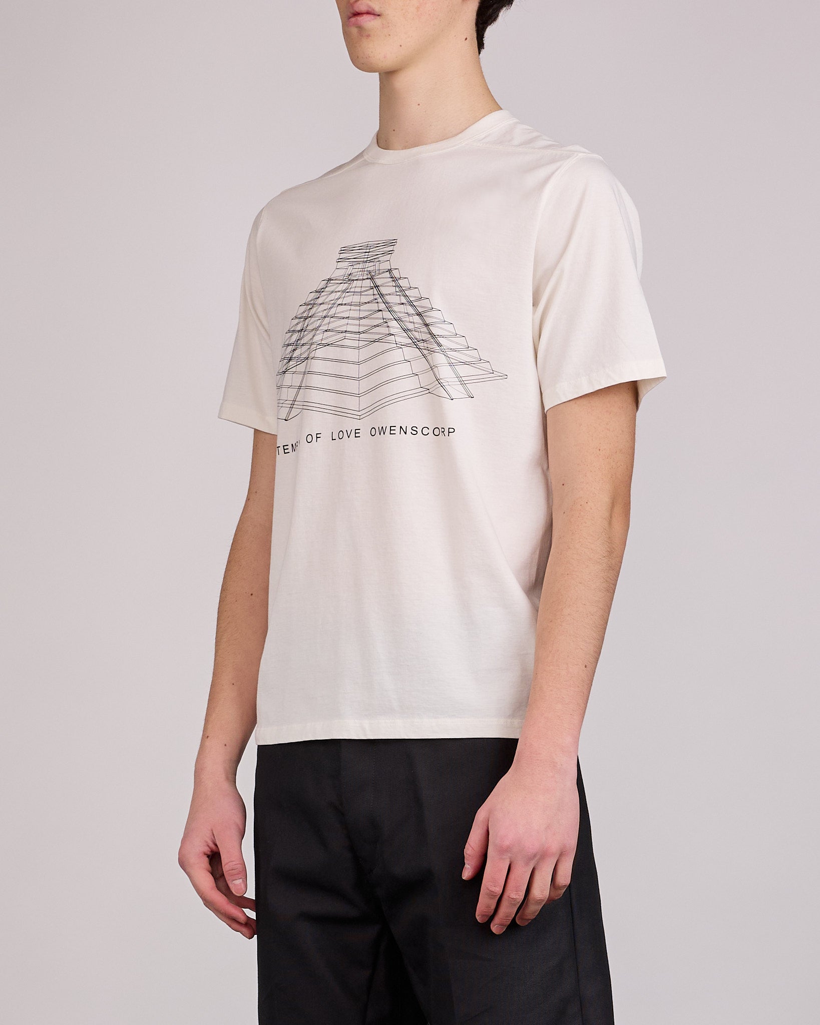 Rick Owens Runway Brad T-Shirt Temple Graphic Milk Black Rick Owens Runway Brad T-Shirt Temple Graphic Milk Black
