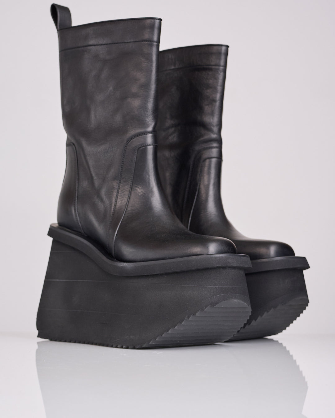 Rick Owens Runway Factory Full Grain Leather Boot Black