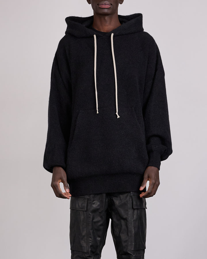 Rick Owens Runway Gimp Hun Knit Alpaca Pullover Hoodie Black
