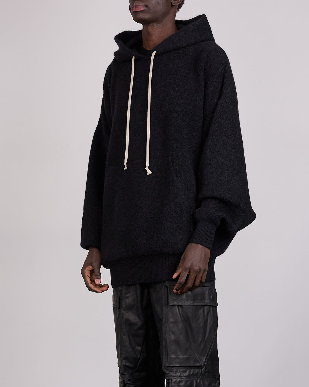 Rick Owens Runway Gimp Hun Knit Alpaca Pullover Hoodie Black