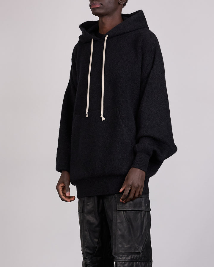 Rick Owens Runway Gimp Hun Knit Alpaca Pullover Hoodie Black