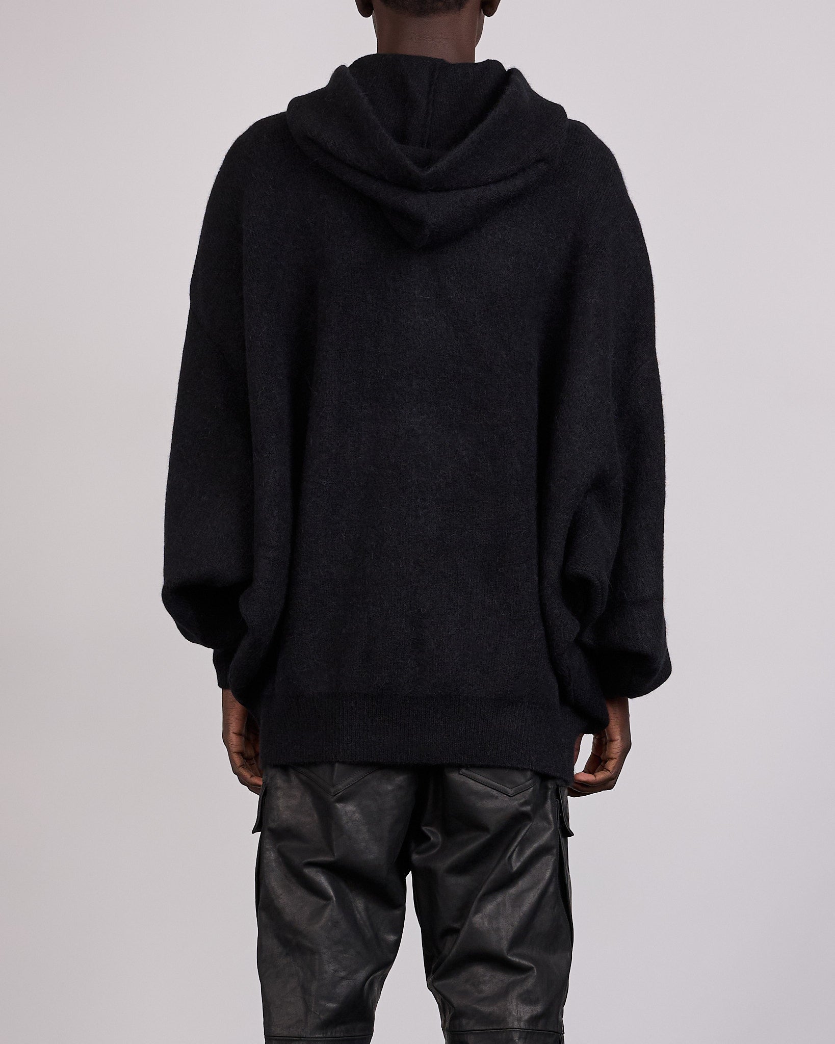 Rick Owens Runway Gimp Hun Knit Alpaca Pullover Hoodie Black – LESS 17