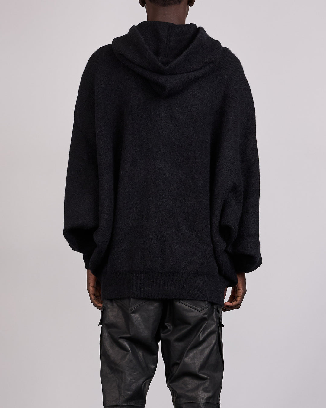 Rick Owens Runway Gimp Hun Knit Alpaca Pullover Hoodie Black