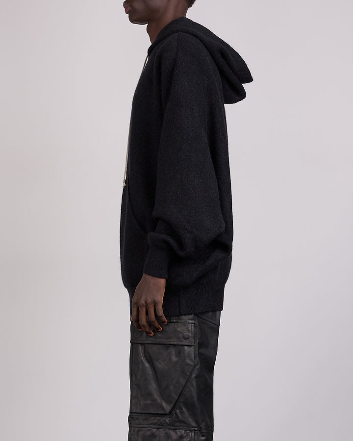 Rick Owens Runway Gimp Hun Knit Alpaca Pullover Hoodie Black