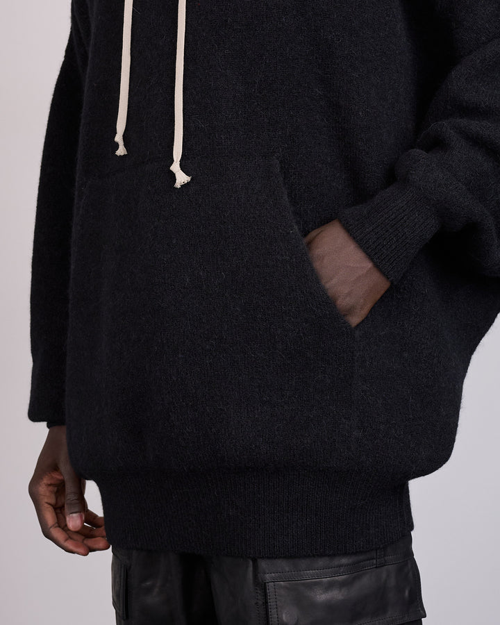 Rick Owens Runway Gimp Hun Knit Alpaca Pullover Hoodie Black