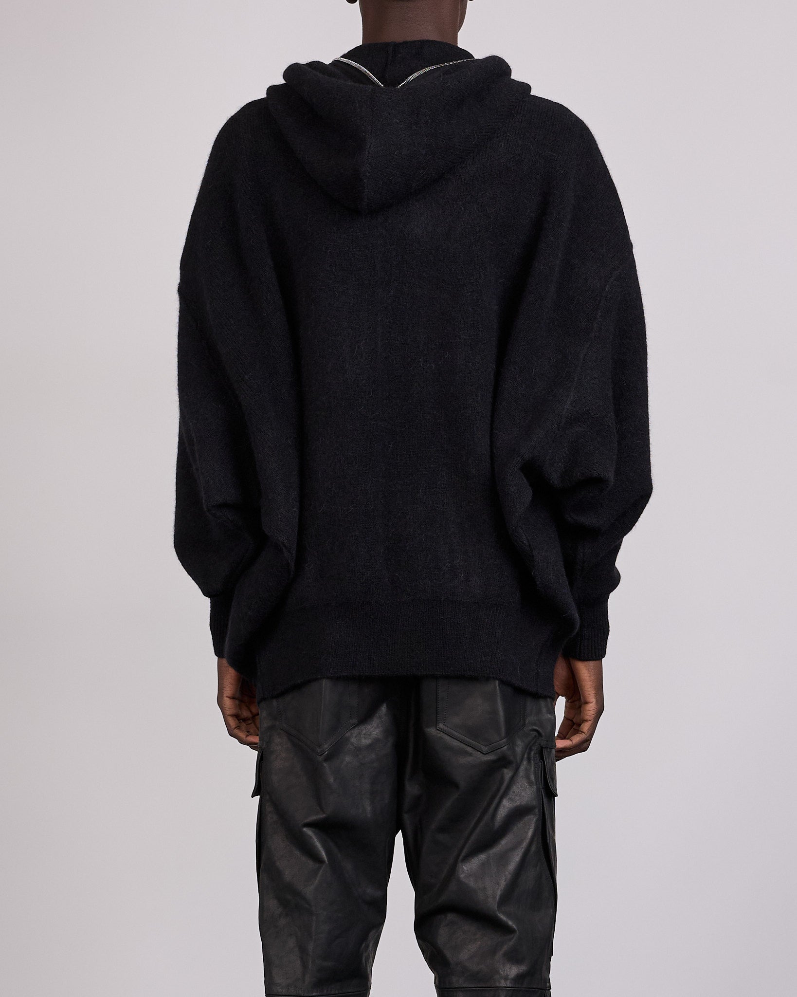 Rick Owens Runway Gimp Hun Knit Alpaca Zip Hoodie Black – LESS 17