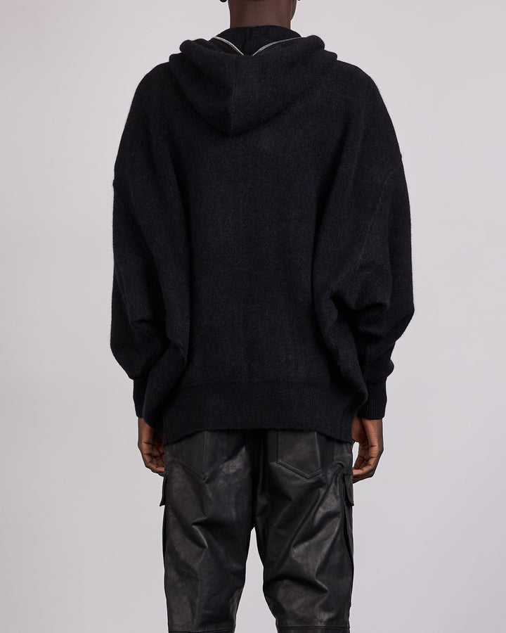 Rick Owens Runway Gimp Hun Knit Alpaca Zip Hoodie Black