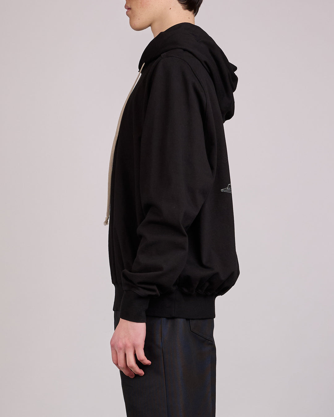 Rick Owens Runway Heavy Jersey Hoodie Temple Graphic Black