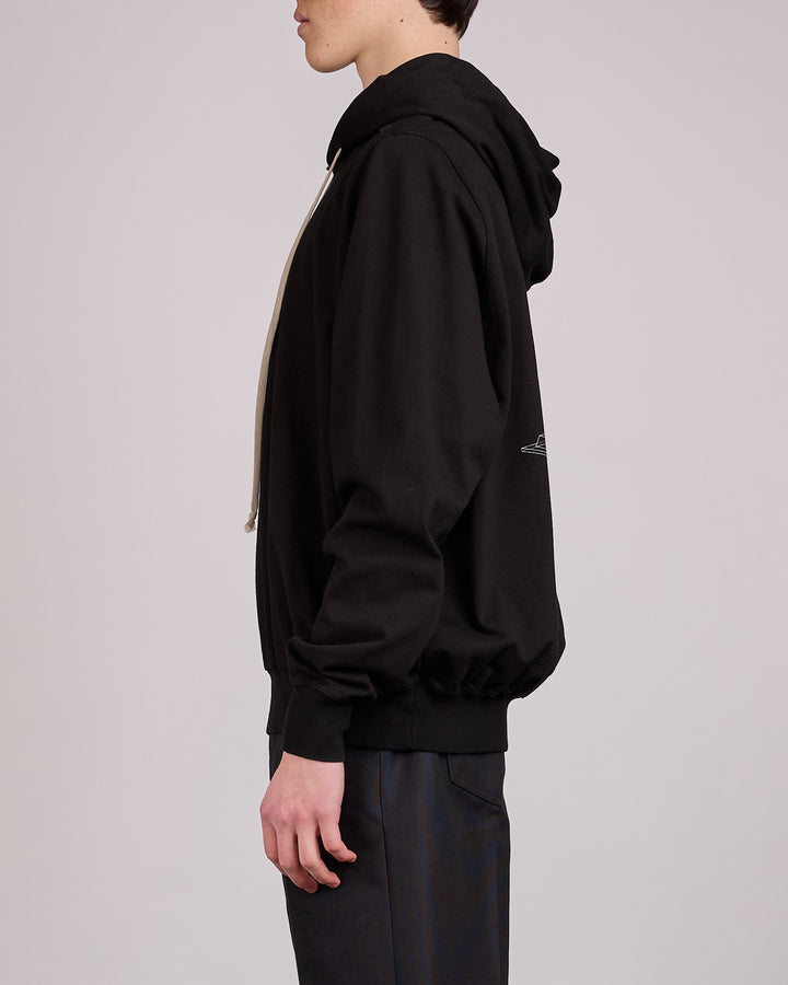 Rick Owens Runway Heavy Jersey Hoodie Temple Graphic Black
