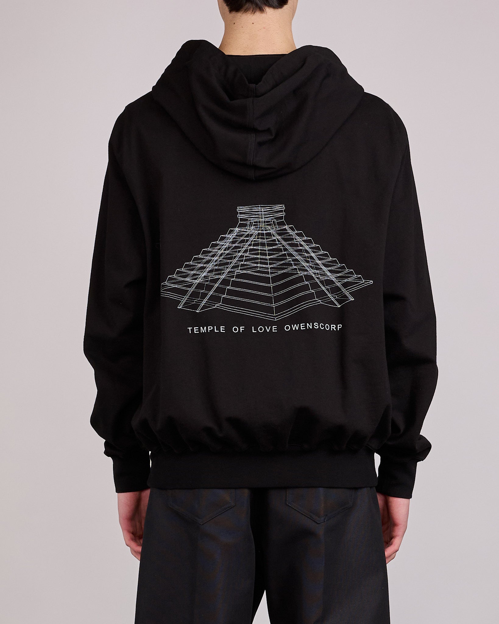 Rick Owens Runway Heavy Jersey Hoodie Temple Graphic Black – LESS 17